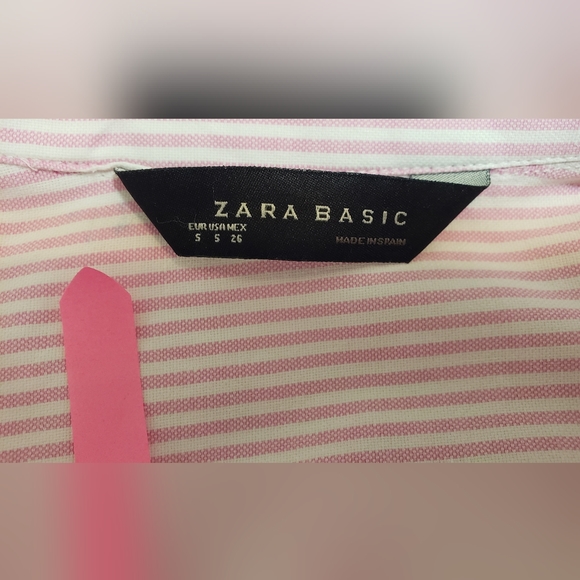 Zara Women's Long Sleeve Striped Button Down Shirt Pink and White Size S - Picture 12 of 16